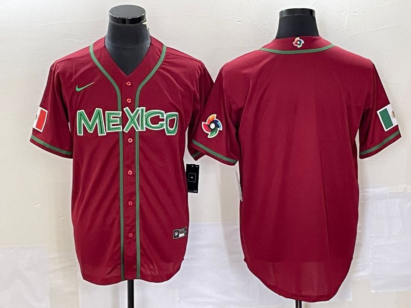 Men 2023 World Cub Mexico Blank Red Nike MLB Jersey18